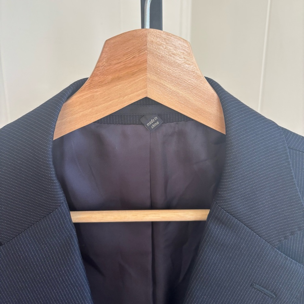 Suitsupply Men’s 42R Navy Stripe Wool Super 110s Blazer Vitale Barberis Canonico